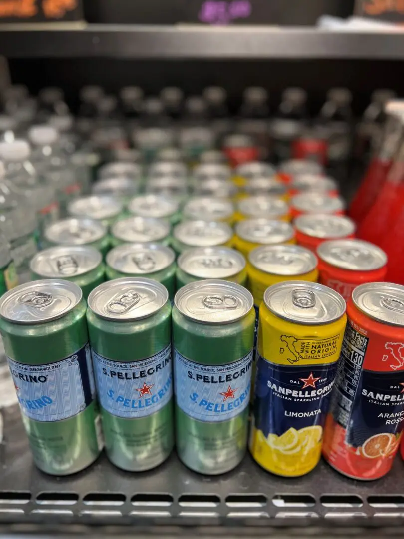 Cold beverages stored in a fridge